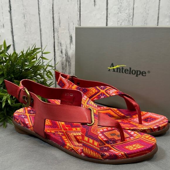 Antelope Rey Leather Toe Post Sandals Size 39 - Picture 2 of 9